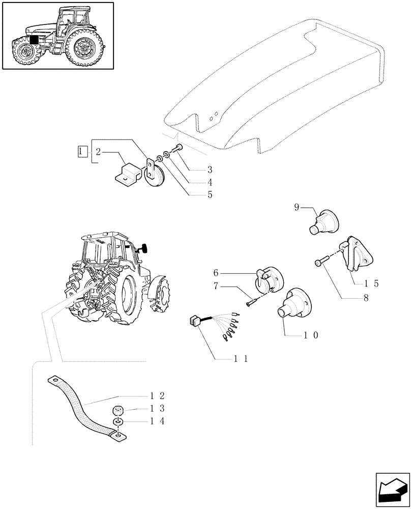 Схема запчастей Case IH MXU110 - (1.75.1) - ELECTRIC SYSTEM, HORN & HORN MOUNTING (06) - ELECTRICAL SYSTEMS