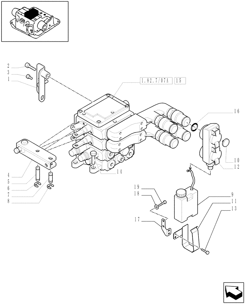 Схема запчастей Case IH MAXXUM 110 - (1.82.7/07[01A]) - 2 REMOTES FOR FIXED DISPLACEMENT PUMP AND EDC AND RELEVANT PARTS - D6788 (VAR.330849) (07) - HYDRAULIC SYSTEM