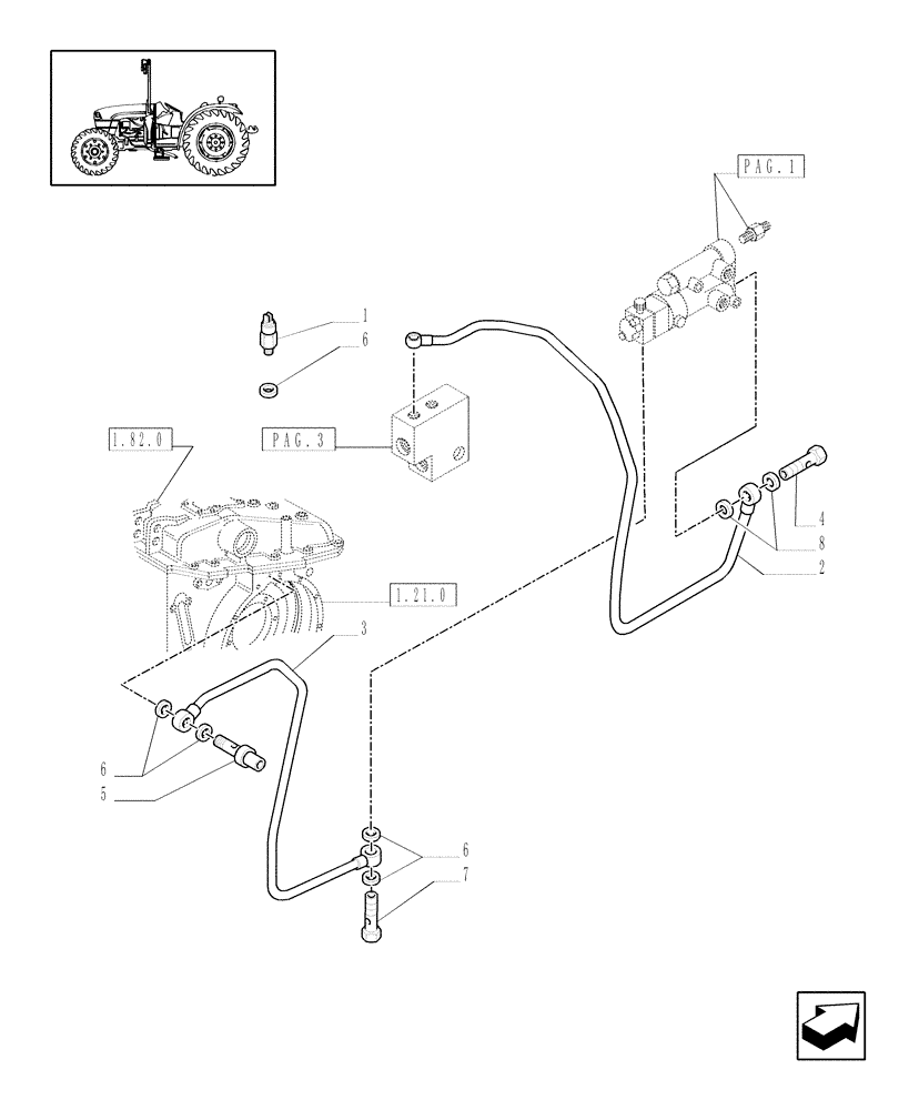 Схема запчастей Case IH JX1085C - (1.82.716[02]) - (VAR.373/1) TRAILER BRAKE VALVE (ITALY) FOR FRONT HPL W/ELECTRIC CONTROL - PIPES (07) - HYDRAULIC SYSTEM