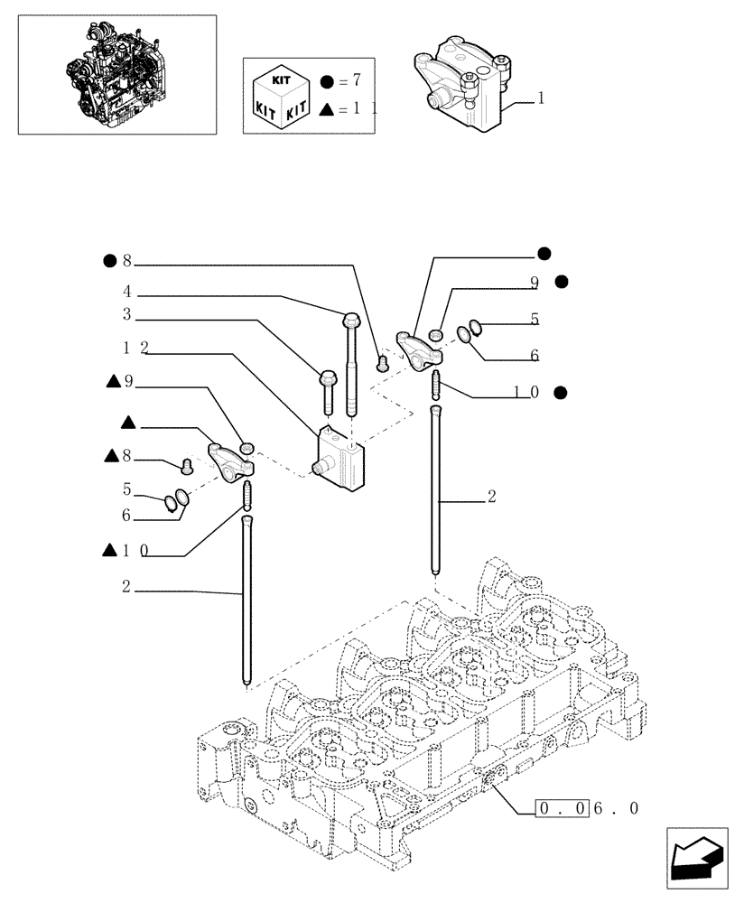 Схема запчастей Case IH MXU110 - (0.06.6) - ROCKER SHAFT (01) - ENGINE