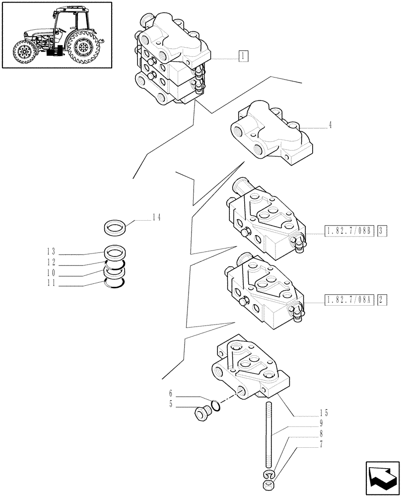 Схема запчастей Case IH JX1085C - (719124070[01]) - (DIA KIT) TWO MID-MOUNT KIT (1 S/D+1 S/D WITH FLOAT) W/ JOYSTICK & #4 QUICK COUPLERS (18) - VARIATIONS