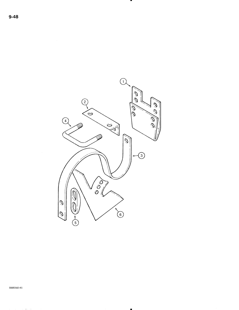 Схема запчастей Case IH 370 - (9-48) - CENTER SHANK ATTACHMENT U-BOLT RETAINED SUPPORT BRACKET (09) - CHASSIS/ATTACHMENTS