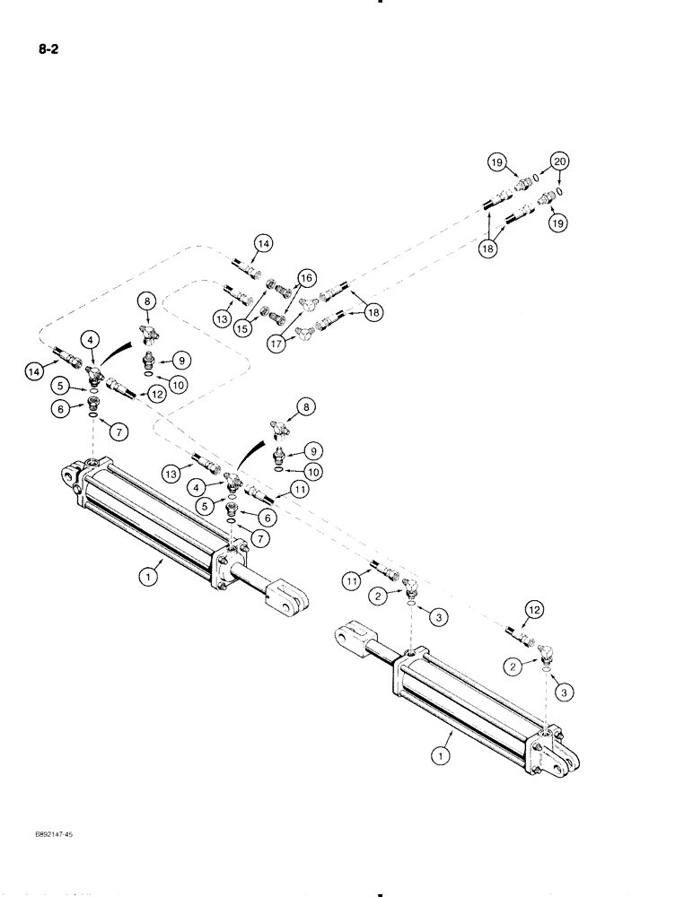 Схема запчастей Case IH 596 - (8-02) - HYDRAULIC SYSTEM, WING FOLDING CYLINDERS (08) - HYDRAULICS