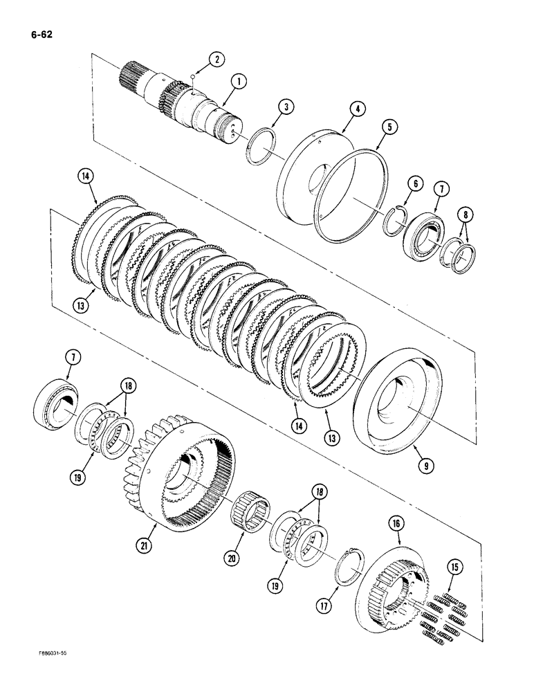 Схема запчастей Case IH 9180 - (6-62) - PTO ASSEMBLY CLUTCH PACK (06) - POWER TRAIN