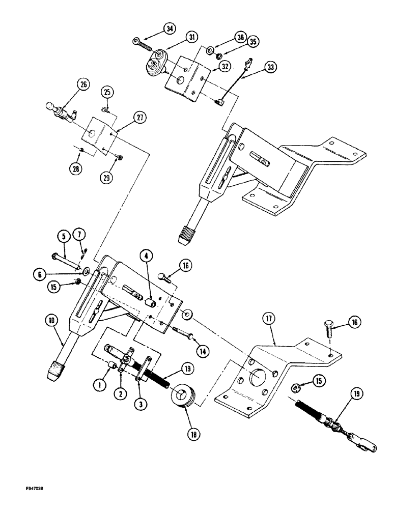 Схема запчастей Case IH 9270 - (7-004) - PARK BRAKE CONTROLS PRIOR TO P.I.N. JEE0032460 (07) - BRAKES