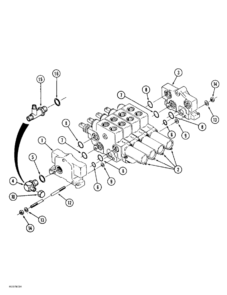 Схема запчастей Case IH 9380 - (8-044) - HYDRAULIC REMOTE VALVE ASSEMBLY, WITHOUT LOAD LOCKS, 9370 AND 9380 ONLY (08) - HYDRAULICS