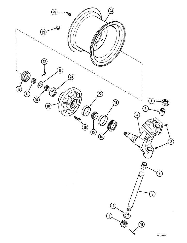 Схема запчастей Case IH 2166 - (5-26) - STEERING KNUCKLE, HUB AND WHEELS, RICE COMBINE (04) - STEERING