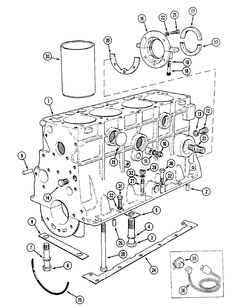 Схема запчастей Case IH 1494 - (2-022) - CYLINDER BLOCK ASSEMBLIES (02) - ENGINE