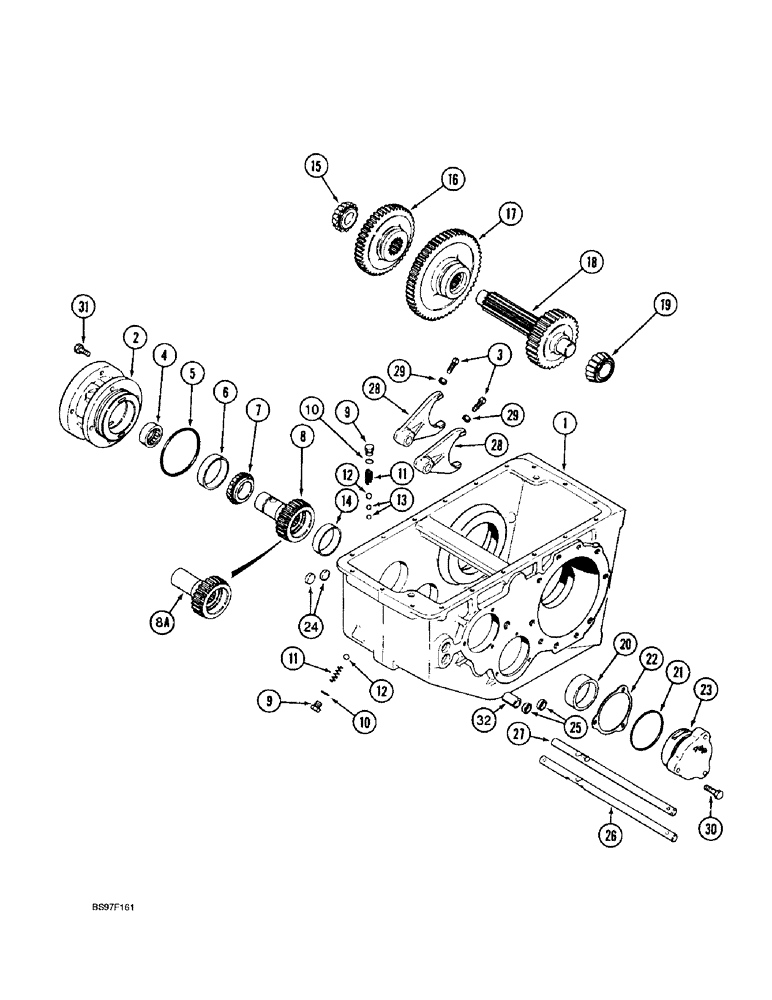 Схема запчастей Case IH 2188 - (6-58) - TRANSMISSION, INPUT SHAFT, GEARS AND SHIFTER RAILS (03) - POWER TRAIN