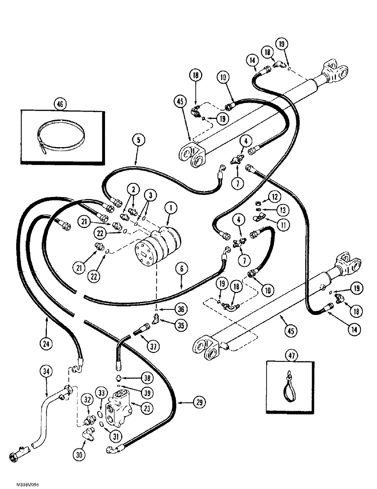 Схема запчастей Case IH 9370 - (5-10) - STEERING SYSTEM HYDRAULICS, WITH STANDARD HYDRAULICS, 9370 AND 9380 ONLY (05) - STEERING