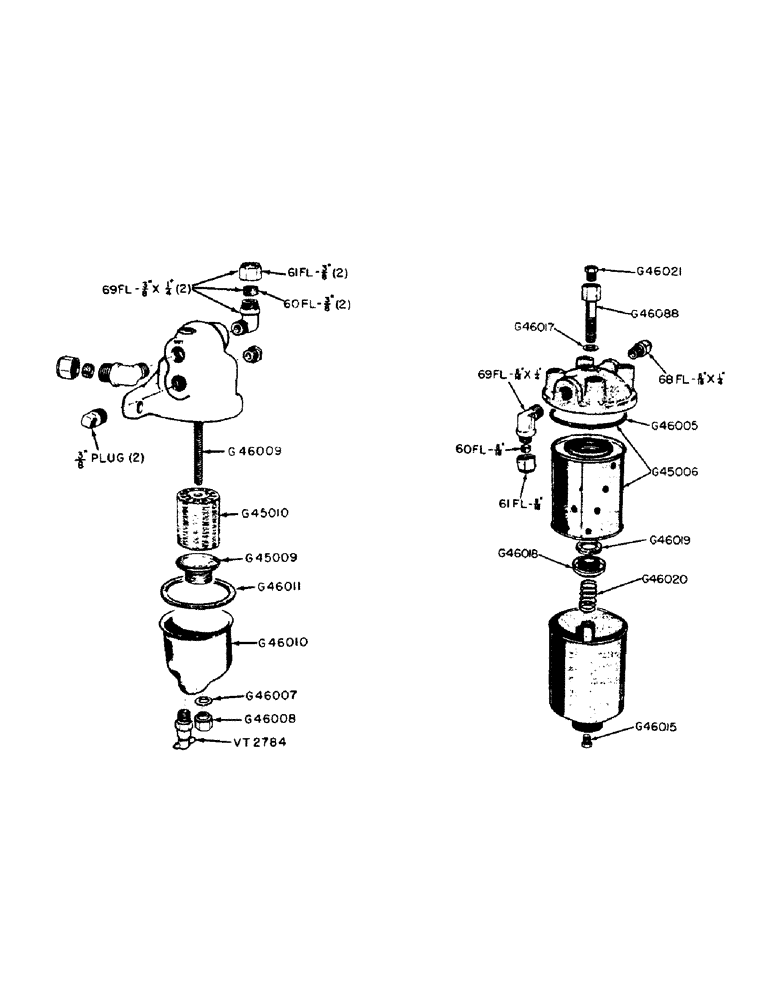 Схема запчастей Case IH 320 - (038) - DIESEL ENGINE, FUEL FILTERS, PARTS FOR G13316 FIRST STAGE FILTER AND G11067 SECOND STAGE FILTER (03) - FUEL SYSTEM