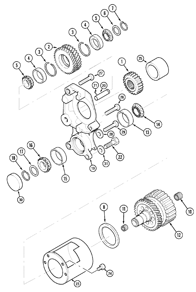 Схема запчастей Case IH MX90C - (06-32) - DRIVE AND IDLER GEARS 4WD (06) - POWER TRAIN