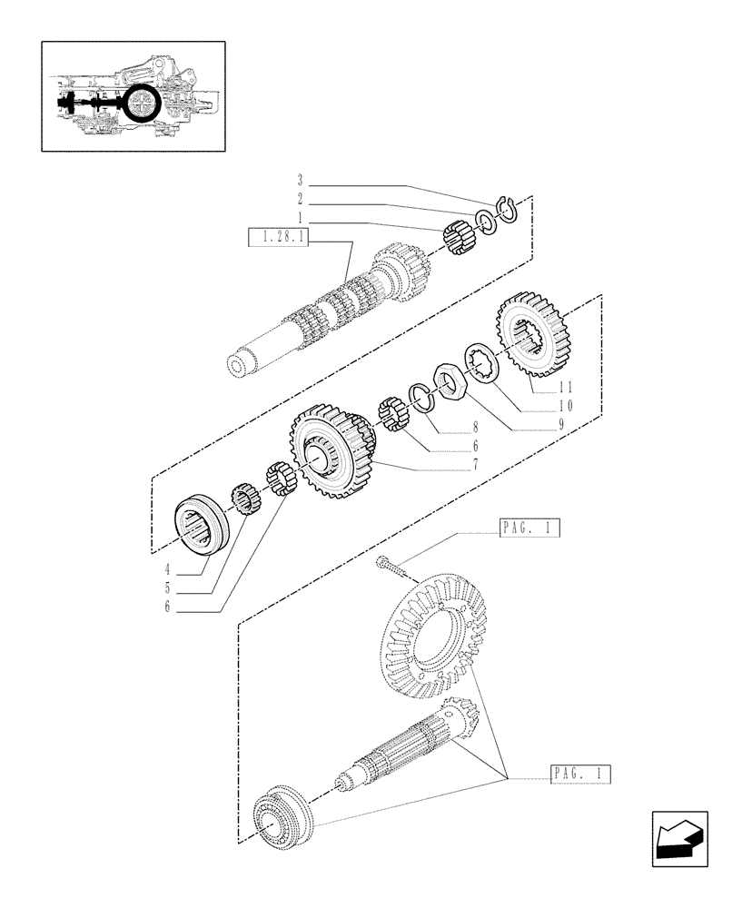 Схема запчастей Case IH JX1070C - (1.32.1[02]) - CENTRAL REDUCTION GEARS (03) - TRANSMISSION