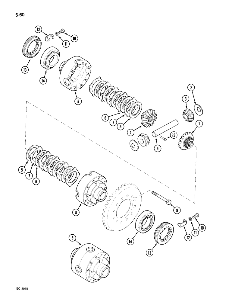 Схема запчастей Case IH 495 - (5-060) - MECHANICAL FRONT DRIVE "CARRARO", DIFFERENTIAL (05) - STEERING