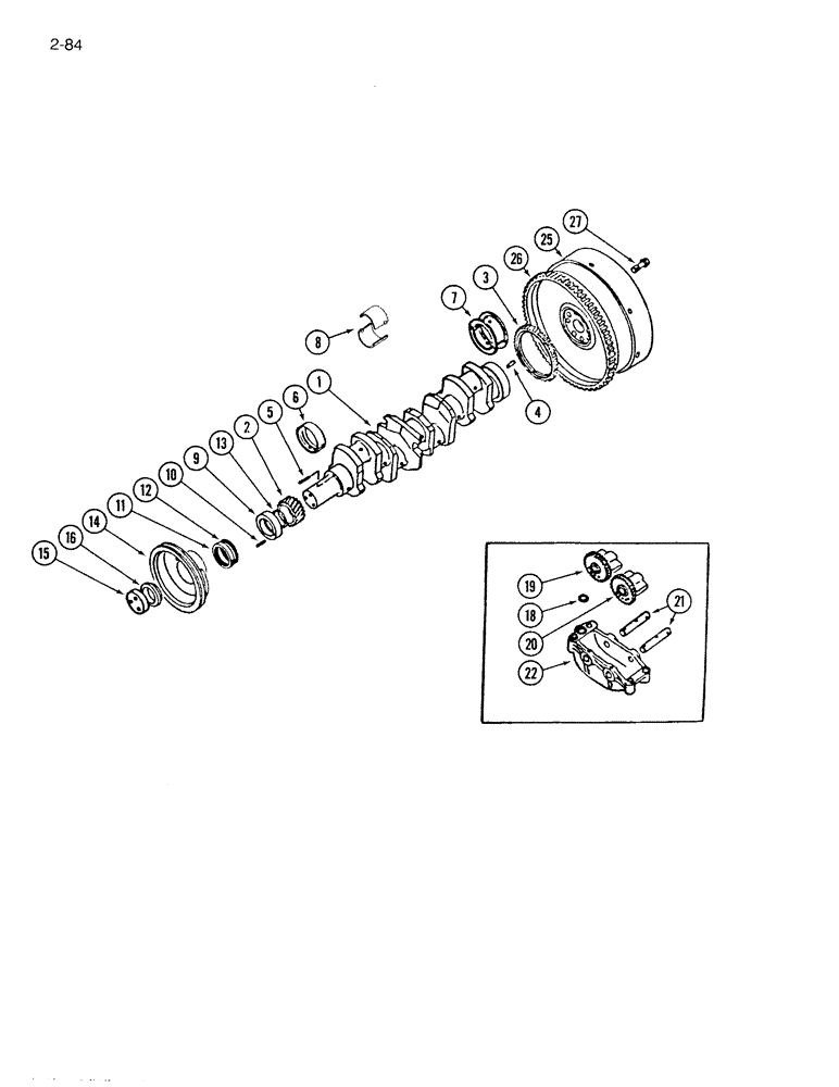 Схема запчастей Case IH 4000 - (2-84) - CRANKSHAFT AND FLYWHEEL, D-239 DIESEL ENGINE (02) - ENGINE