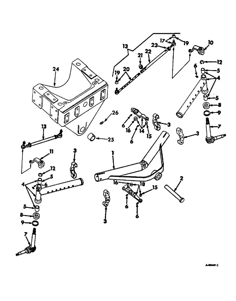 Схема запчастей Case IH 664 - (14-02) - SUSPENSION, ADJUSTABLE WIDE TREAD FRONT AXLE Suspension