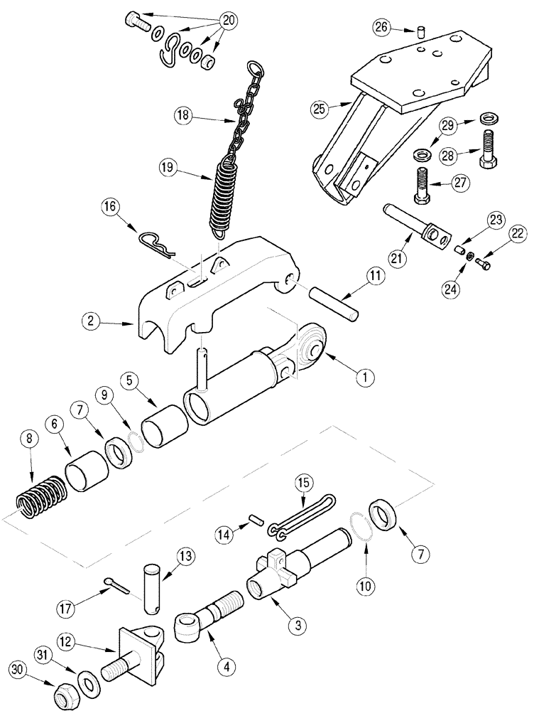 Схема запчастей Case IH MX100C - (09-66) - HITCH AUTOMATIC STABILIZER, LEFT, EUROPE ONLY (09) - CHASSIS