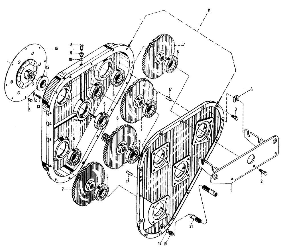 Схема запчастей Case IH 7700 - (C02[16]) - 4 HOLE GEARBOX, SERIAL # 7478 TO 7593 INCLUSIVE Engine & Engine Attachments