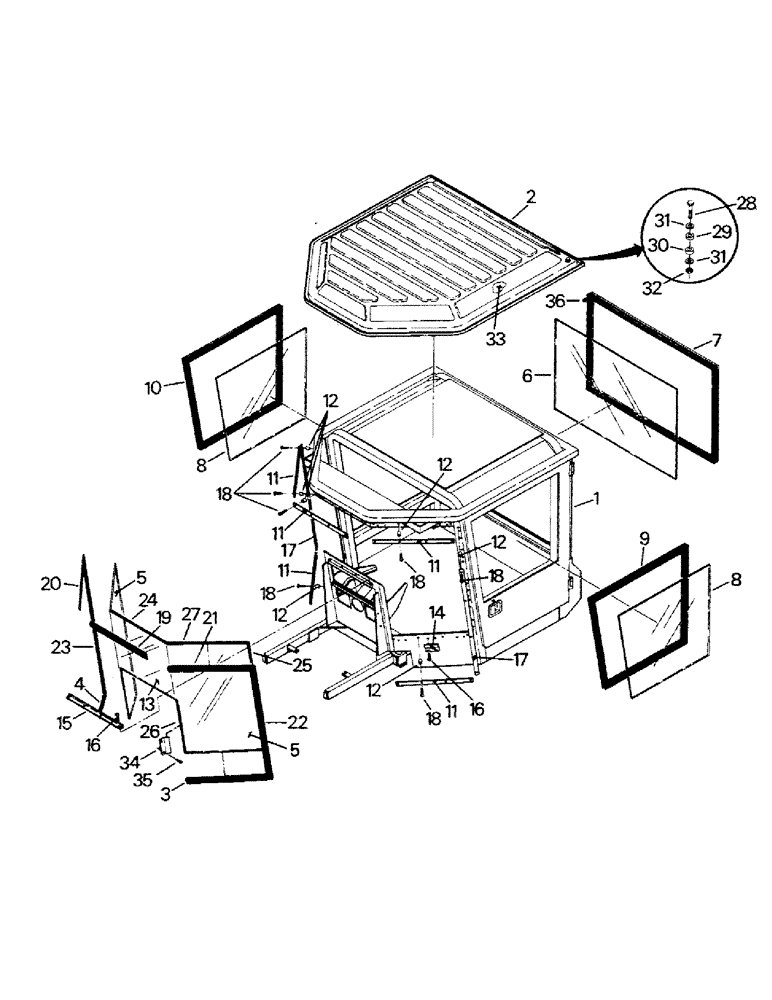 Схема запчастей Case IH CP-1360 - (01-01) - CAB AND WINDOWS (10) - CAB