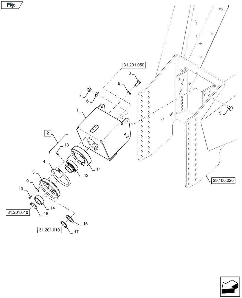 Схема запчастей Case IH LB434S - (31.201.020) - POWER TAKE-OFF, HITCH FRAME (31) - IMPLEMENT POWER TAKE OFF