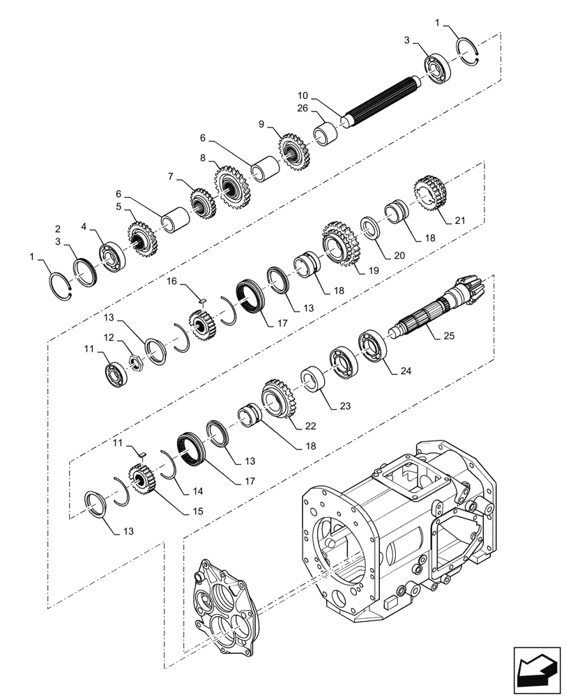 Схема запчастей Case IH FARMALL 55C - (21.140.030) - GEAR SHAFT - MECHANICAL TRANSMISSION (21) - TRANSMISSION