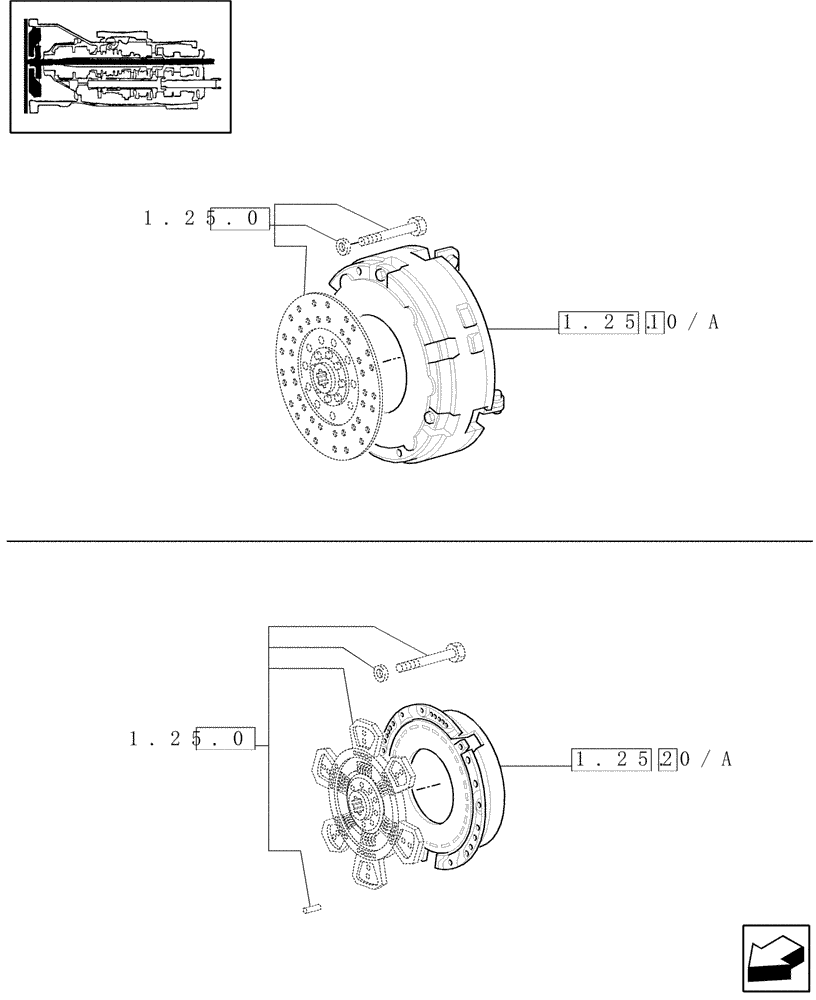 Схема запчастей Case IH JX70U - (1.25.0/02) - (VAR.248-249) CLUTCH WITH CERAMETALLIX PADS (03) - TRANSMISSION