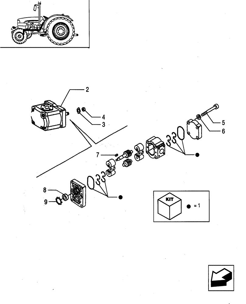 Схема запчастей Case IH JX95 - (1.63.8/ B) - POWER STEERING - PUMP GASKETS (04) - FRONT AXLE & STEERING