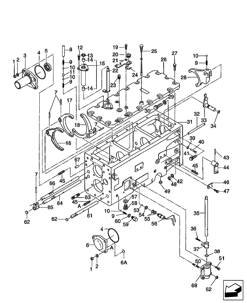 Схема запчастей Case IH DX55 - (03.03.01) - FRONT TRANSMISSION & SHIFT - SSS (03) - TRANSMISSION