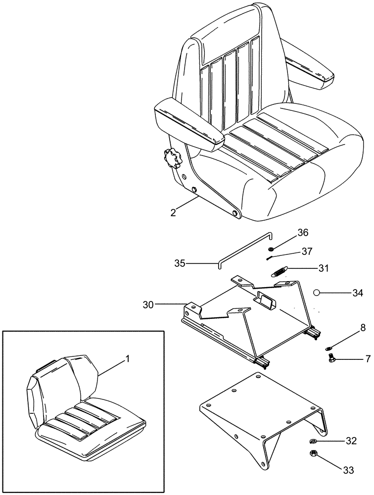 Схема запчастей Case IH 1170 - (204) - AGRI-KING SEAT (09) - CHASSIS/ATTACHMENTS