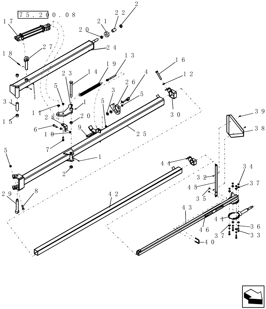 Схема запчастей Case IH 400 - (75.200.02) - END MARKER TWO STAGE BOOM ASSEMBLY (75) - SOIL PREPARATION