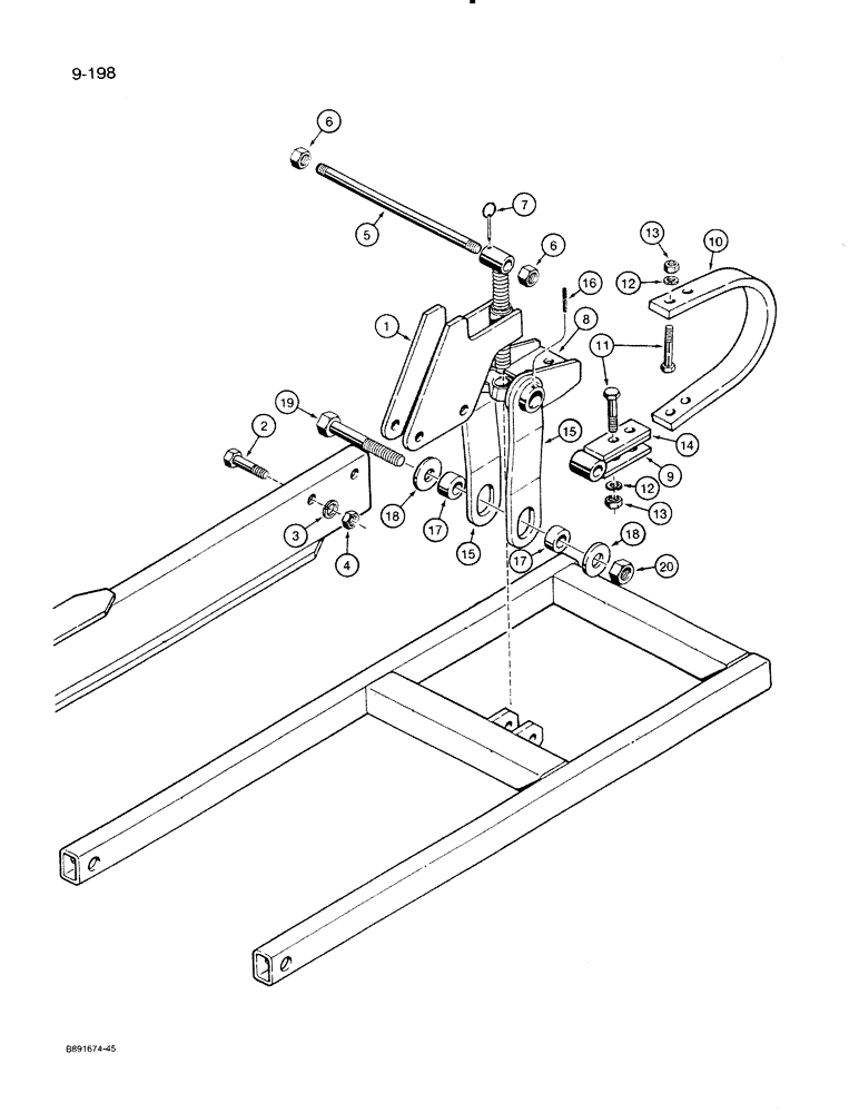 Схема запчастей Case IH 8500 - (9-198) - PRESS WHEEL FRAME CUSHION PARTS, UNITS WITH 7 INCH ROW SPACING, 33 FOOT WIDE DRILL (09) - CHASSIS/ATTACHMENTS