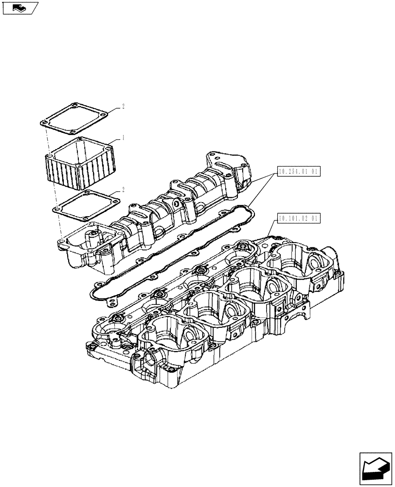 Схема запчастей Case IH FARMALL 65A - (10.254.01[03]) - SPACER - INTAKE MANIFOLD W/O PREHEATER (10) - ENGINE