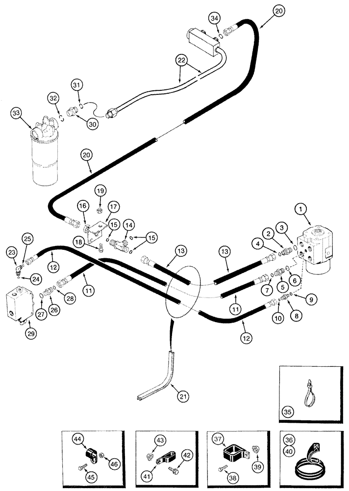 Схема запчастей Case IH 2377 - (05-02) - HYDRAULICS - STEERING SUPPLY AND RETURN (04) - STEERING