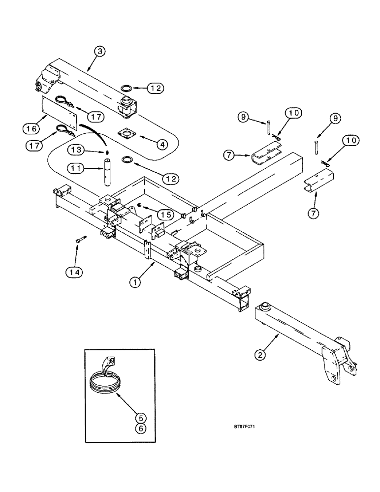 Схема запчастей Case IH 955 - (9A-023A) - CENTER MAIN FRAME, 24 ROW NARROW - FRONT FOLD, BUILT SEPT 97 & AFTER (PIN DBC0001114 - DBC0001422) (09) - CHASSIS/ATTACHMENTS