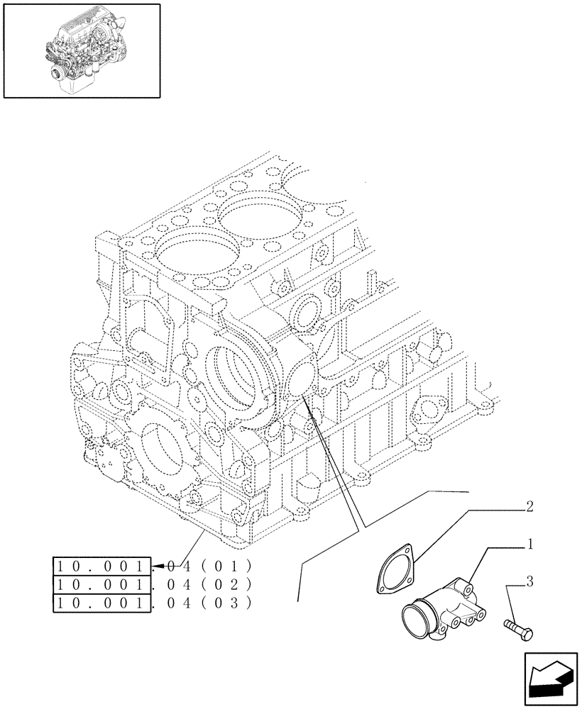 Схема запчастей Case IH 7010 - (10.402.04[03]) - WATER PUMP PIPES - 9010 (10) - ENGINE