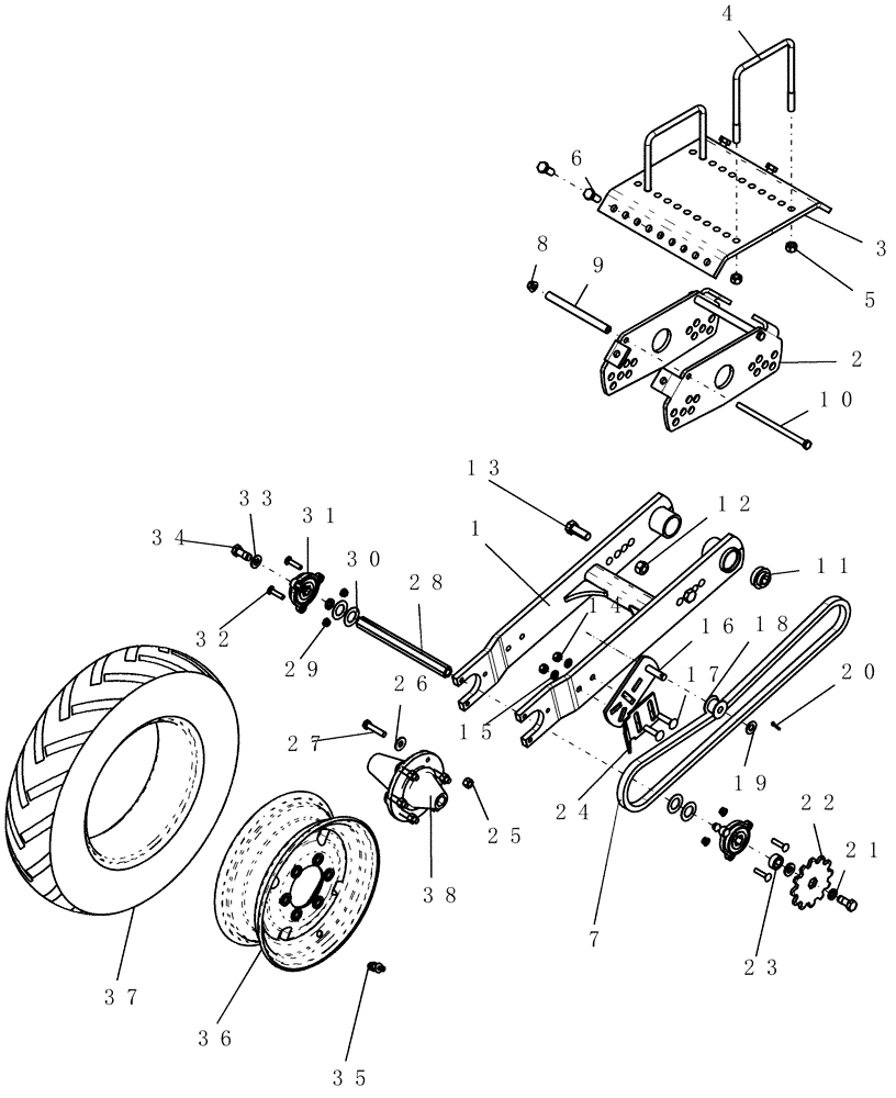 Схема запчастей Case IH 1200 - (D.20.B[19]) - DRIVE WHEELS - RH 12R MECH (ASN CBJ036115) D - Travel