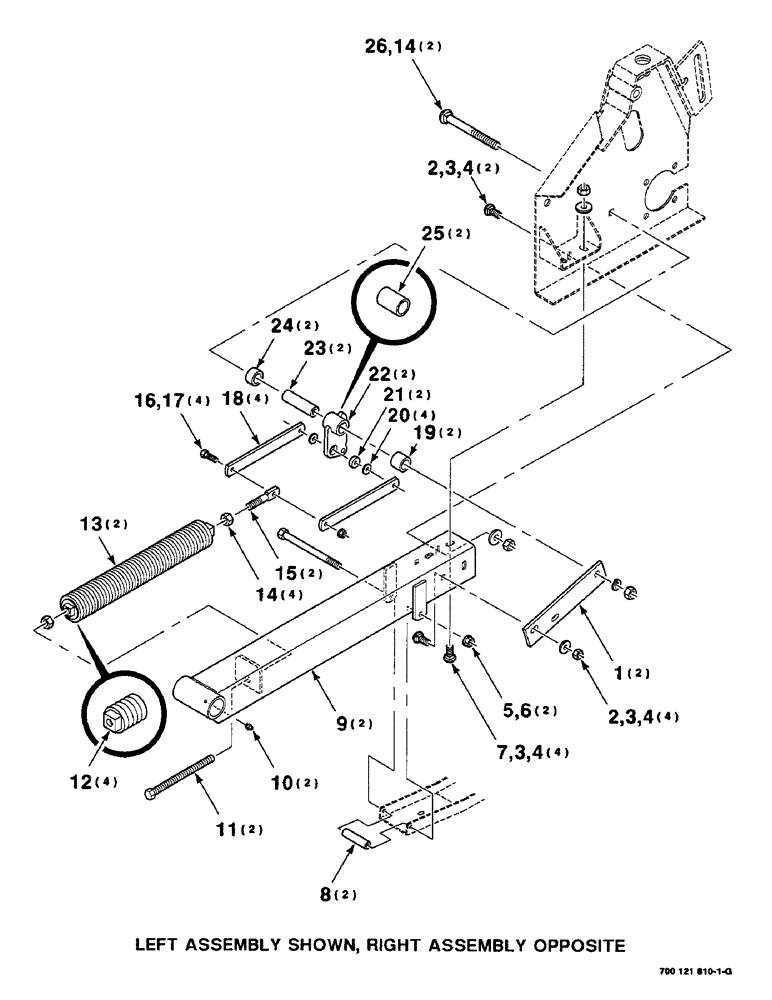 Схема запчастей Case IH 8840 - (9-020) - HAY CONDITIONER SPRING ASSEMBLY, LEFT AND RIGHT (58) - ATTACHMENTS/HEADERS