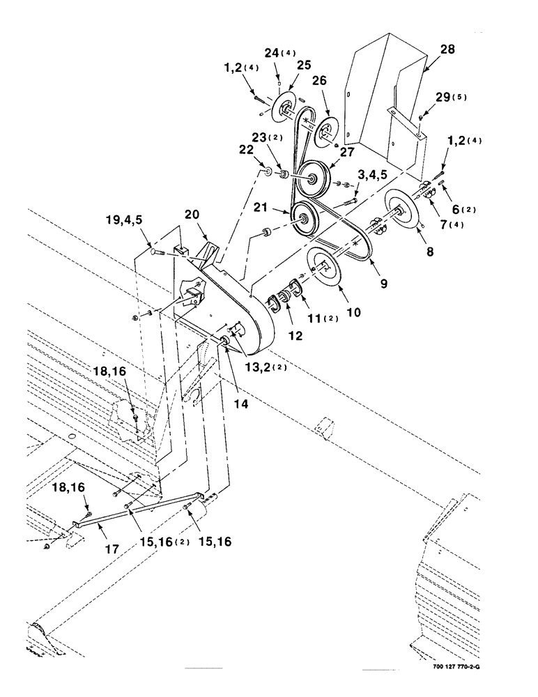 Схема запчастей Case IH 8230 - (5-10) - DRAPER DRIVE ASSEMBLY, RIGHT, 21 AND 25 FOOT ONLY (58) - ATTACHMENTS/HEADERS