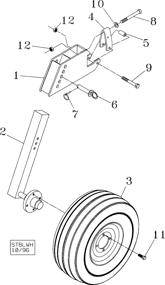 Схема запчастей Case IH TIGERMATE II - (44.100.09) - WING RIGID STABILIZER WHEEL (44) - WHEELS