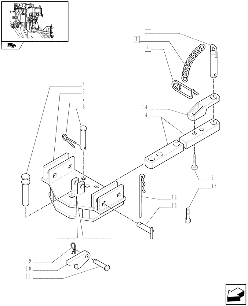 Схема запчастей Case IH FARMALL 95C - (1.89.3/06) - TOW-BAR CATEGORY "A" TOW HOOK 33 MM (VAR.330907) (09) - IMPLEMENT LIFT