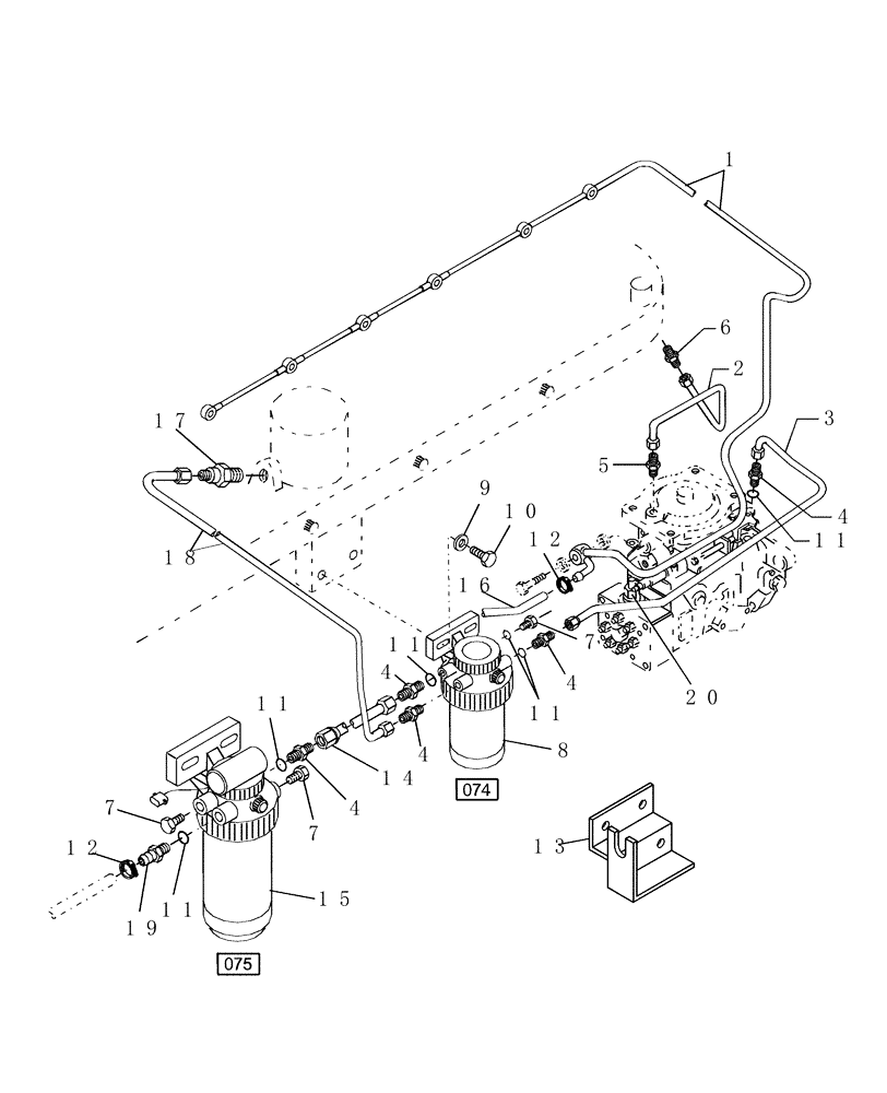 Схема запчастей Case IH WDX1701 - (073) - ENGINE, INJECTION PUMP, SEPARATOR & LINES (10) - ENGINE