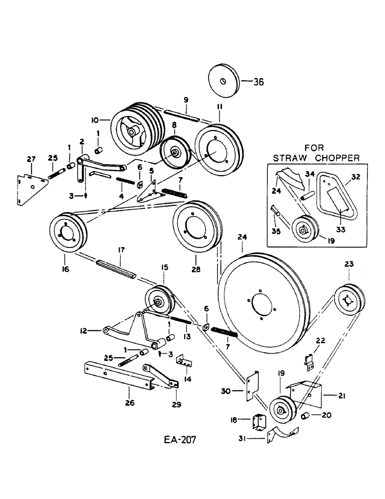 Схема запчастей Case IH 1460 - (17-039) - BELT DRIVE, RIGHT-HAND SIDE Mounted Equipment