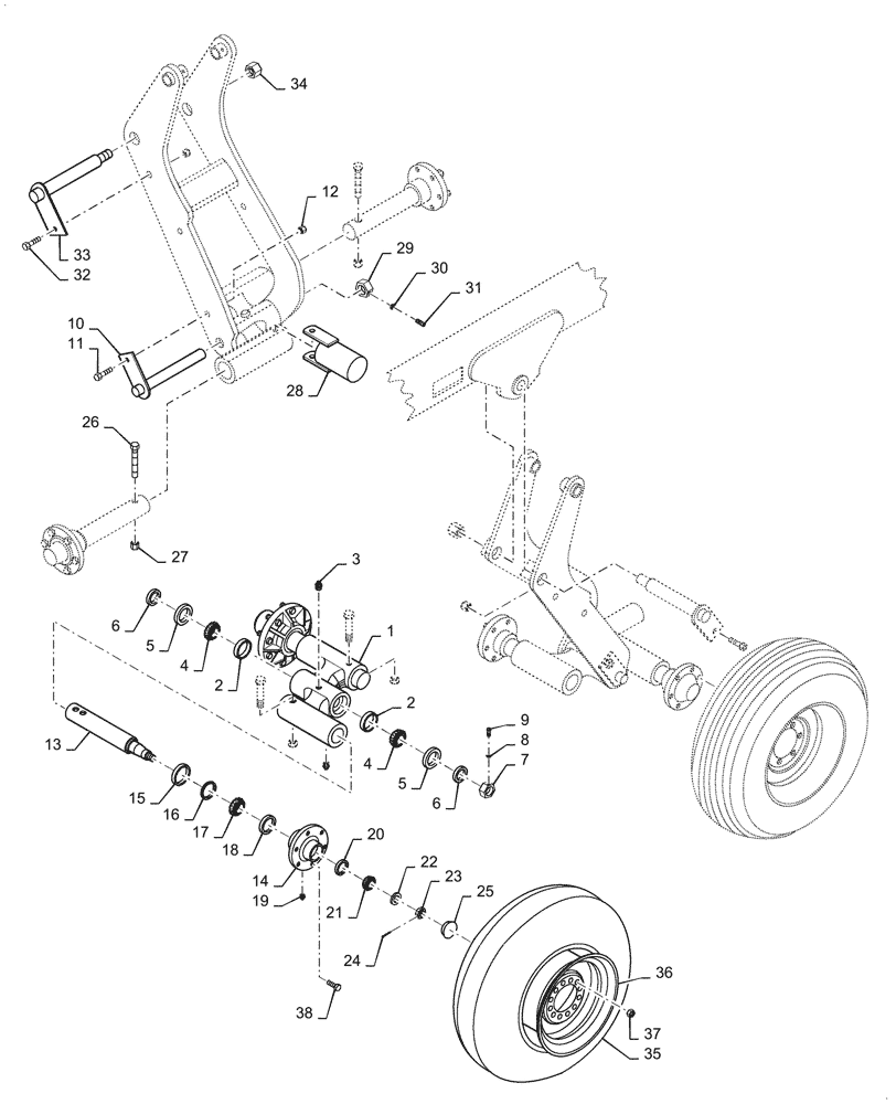 Схема запчастей Case IH 330 TRUE-TANDEM - (44.100.03) - OUTER WING TANDEM 6-BOLT (44) - WHEELS