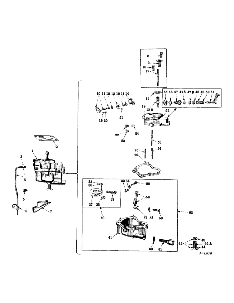 Схема запчастей Case IH FARMALL MDV - (065) - DIESEL ENGINE, CARBURETOR, INTERNATIONAL MODEL F-8, FOR STARTING ON GASOLINE (01) - ENGINE