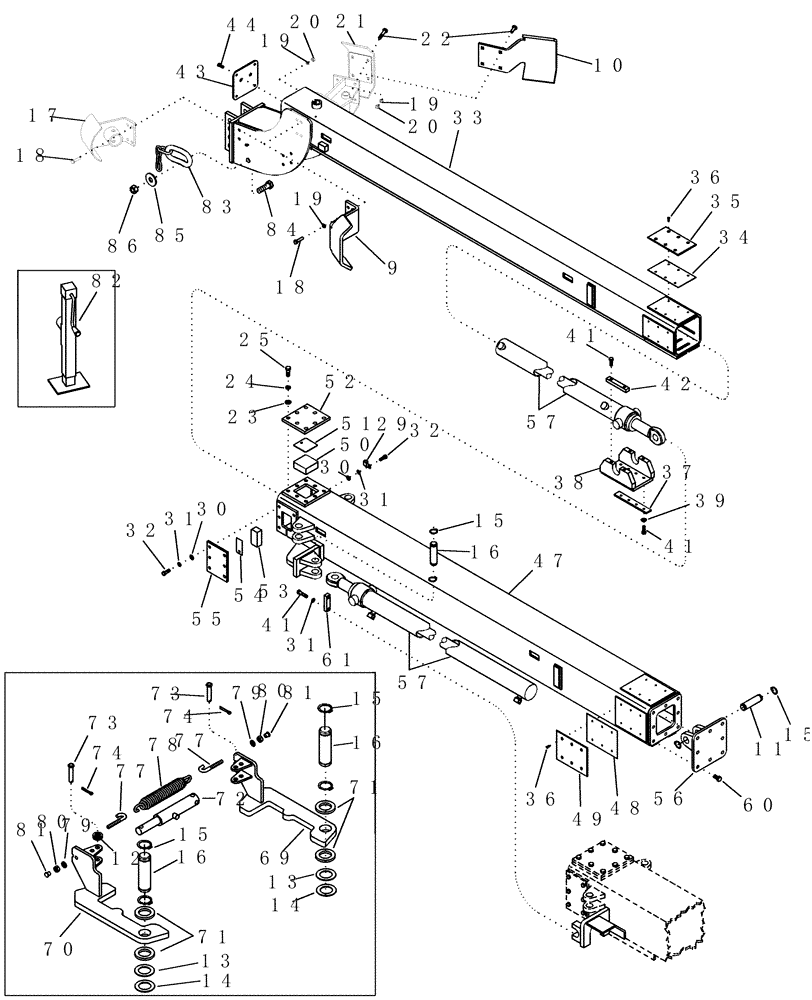 Схема запчастей Case IH 1200PT - (F.10.G[17]) - TELESCOPING TONGUE AND HITCH, 12 ROW, 12/23 ROW, 16 ROW, 16/31 ROW & 24 ROW (ASN CBJ022252) F - Frame Positioning