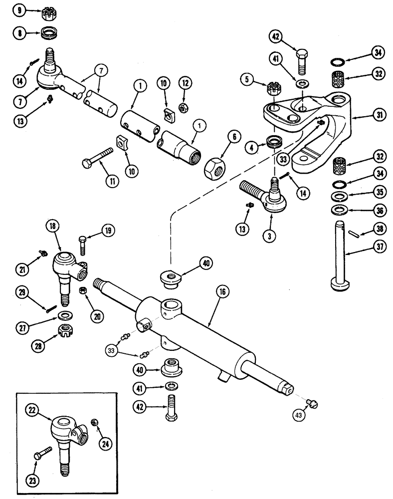 Схема запчастей Case IH MX170 - (05-06) - STEERING CYLINDER AND TIE ROD (25) - FRONT AXLE SYSTEM