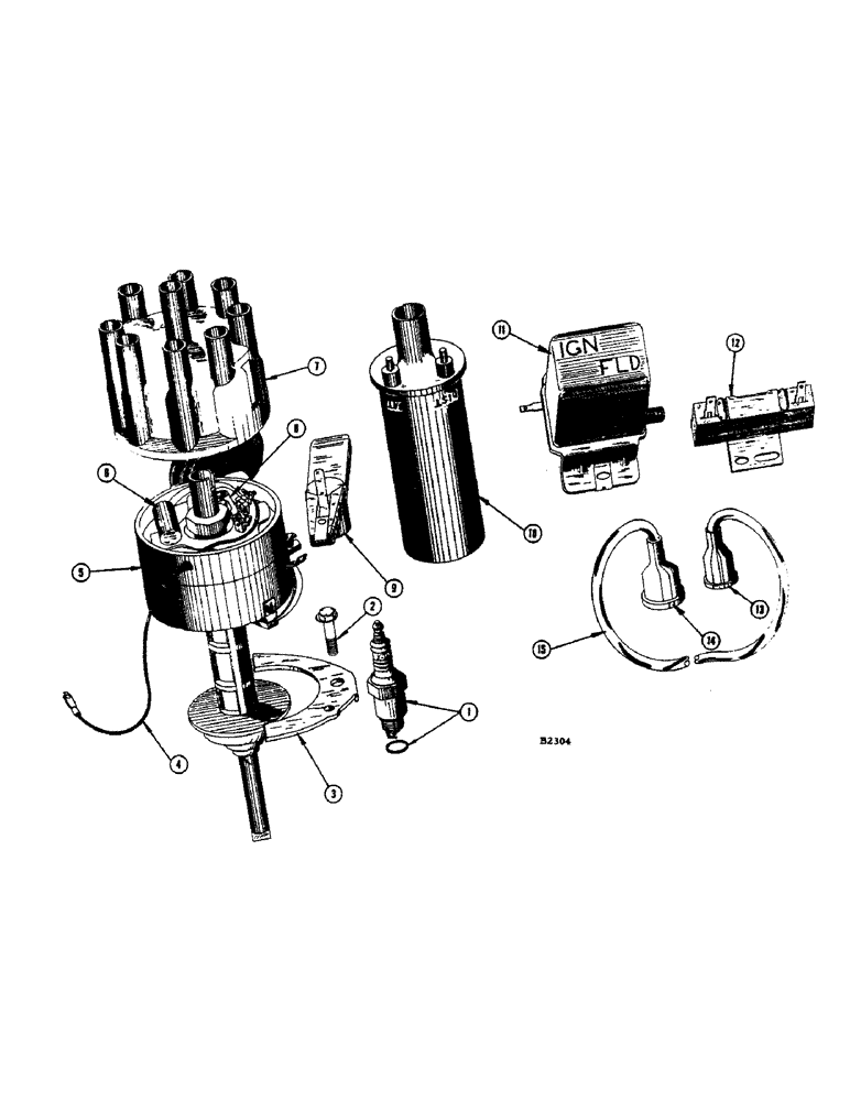 Схема запчастей Case IH 1060 - (364) - IGNITION, CHRYSLER H-318 AND LH-318 ENGINES (10) - ENGINE