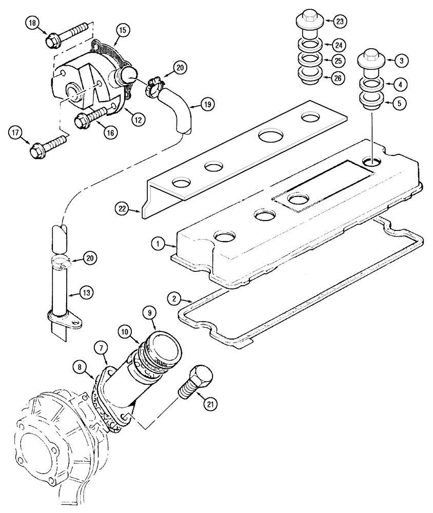 Схема запчастей Case IH CX100 - (02-40) - CYLINDER HEAD COVER (02) - ENGINE