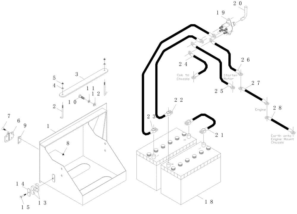 Схема запчастей Case IH A7700 - (A13.02[01]) - Battery and Cables {QSM11} (06) - ELECTRICAL