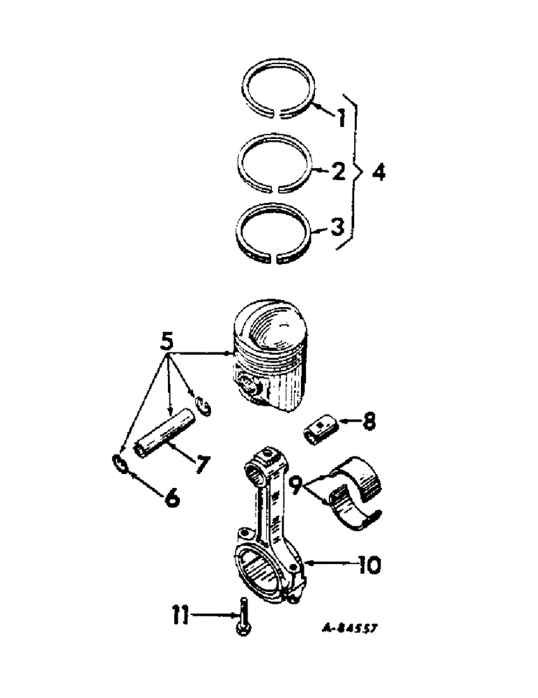 Схема запчастей Case IH 806 - (C-06) - CARBURETED ENGINE, CONNECTING RODS AND PISTONS, ENGINE SERIAL NO.4997 AND ABOVE (01) - ENGINE